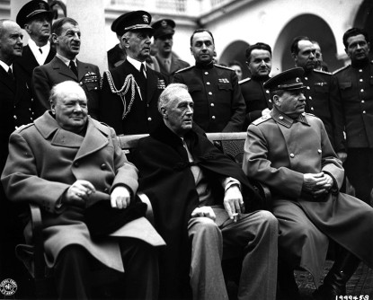 FDR wearing a similar cape at the Yalta Conference beside Winston Churchill and Joseph Stalin in 1945. Photo courtesy of Franklin D. Roosevelt Presidential Library.