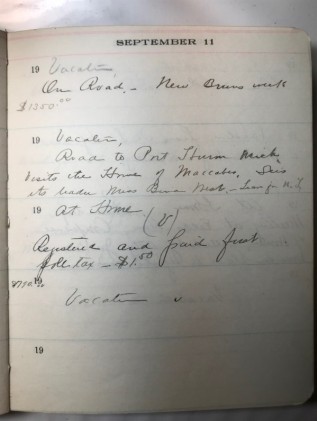 September 11th page from Maggie L. Walker's 5-year Diary for 1918 - 1922. The entry for the year 1920, the year that women won their right to vote, records the day she registered to vote for the first time.
